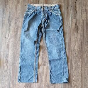 Y2k Vintage Stitch's Wide Leg Baggy Streatwear Button Fly Jean Size 31